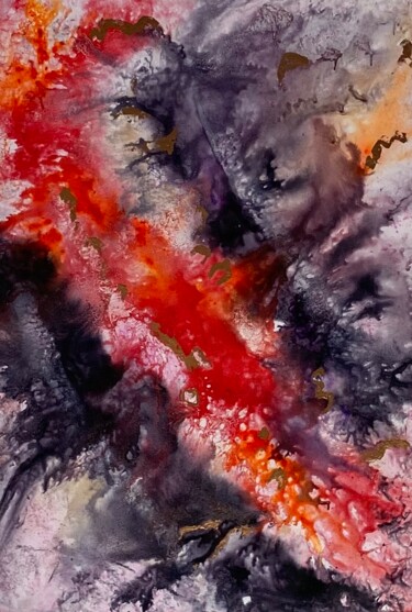 Painting titled "Fuoco d’inferno" by Monika Popinigis, Original Artwork, Acrylic