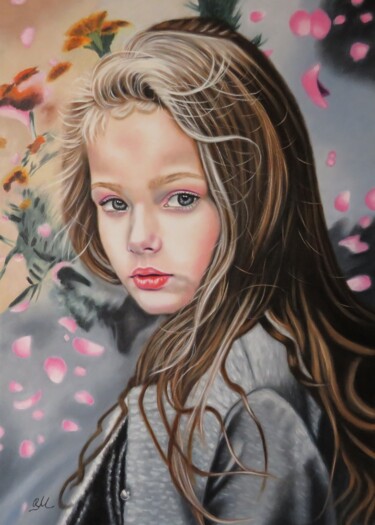 Pintura intitulada ""Tra i petali rosa"" por Monika Rembowska, Obras de arte originais, Óleo