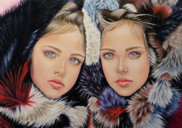 Painting titled ""The sisters "" by Monika Rembowska, Original Artwork, Oil