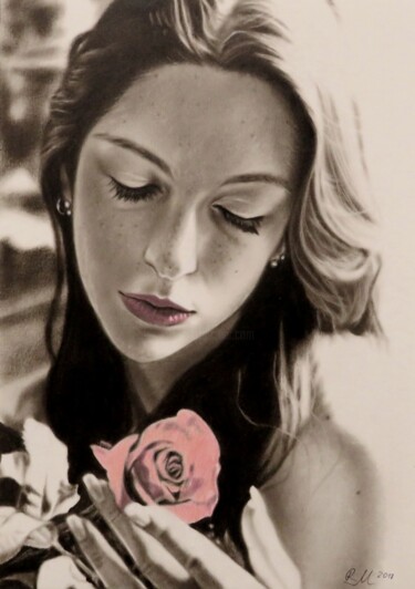 Schilderij getiteld ""La rosa"" door Monika Rembowska, Origineel Kunstwerk, Olie