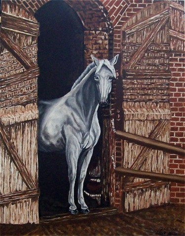 Painting titled "Lokis and his Stable" by Monika Wasik, Original Artwork