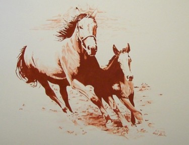 Painting titled "in canter" by Monika Wasik, Original Artwork