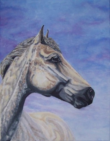 Painting titled "Grey Horse" by Monika Wasik, Original Artwork