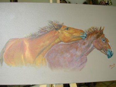 Peinture intitulée "les chevaux" par Monique Coutant, Œuvre d'art originale