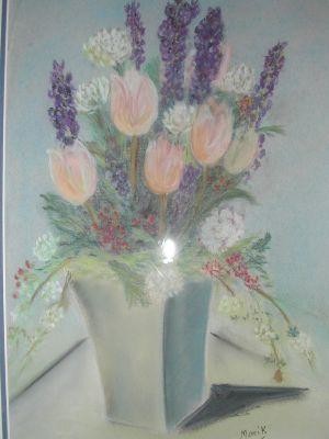 Peinture intitulée "les tulipes" par Monique Coutant, Œuvre d'art originale