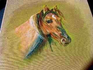 Peinture intitulée "tete de cheval" par Monique Coutant, Œuvre d'art originale