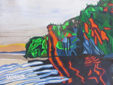 Painting titled "Bon Echo Provincial…" by Monikr, Original Artwork, Acrylic Mounted on Wood Stretcher frame