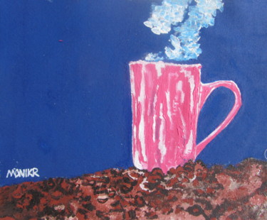 Painting titled "Coffee Up North" by Monikr, Original Artwork, Acrylic Mounted on Wood Panel