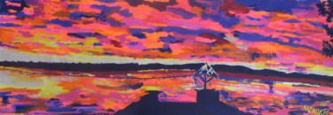 Painting titled "Calabogie Sunrise" by Monikr, Original Artwork, Acrylic