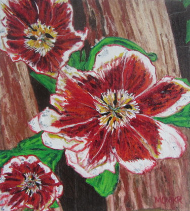 Painting titled "Flowers Are Best Wh…" by Monikr, Original Artwork, Acrylic Mounted on Wood Stretcher frame