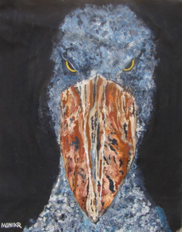 Painting titled "Male Shoebill Stork" by Monikr, Original Artwork, Acrylic