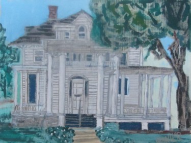 Painting titled "The First House Tha…" by Monikr, Original Artwork, Acrylic