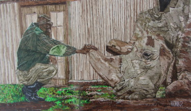Картина под названием "Your Horn Is Yours…" - Monikr, Подлинное произведение искусства, Акрил Установлен на Деревянная панель