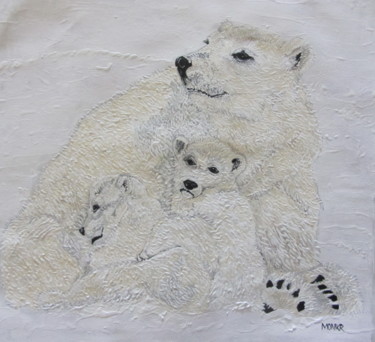 Pintura titulada "Polar Bear Family" por Monikr, Obra de arte original, Acrílico