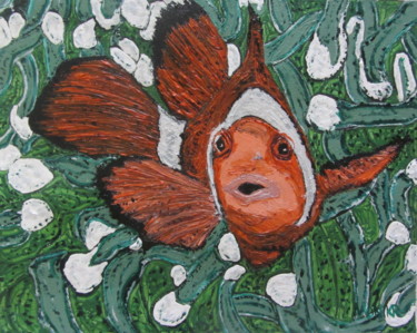 Painting titled "Bruce the Clownfish…" by Monikr, Original Artwork, Oil