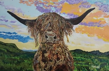 Painting titled "Scottish Highlands" by Monikr, Original Artwork, Acrylic