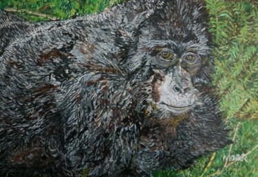Painting titled "Mountain Gorilla" by Monikr, Original Artwork, Acrylic