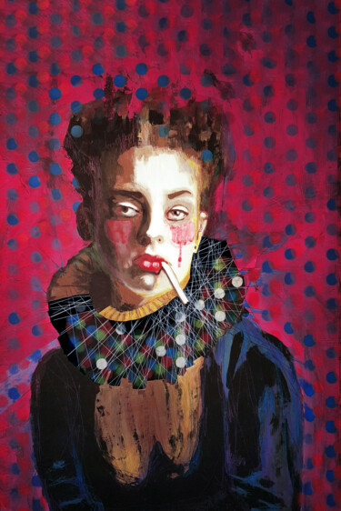 Malerei mit dem Titel "Die Nichtraucherin" von Monilisa, Original-Kunstwerk, Acryl