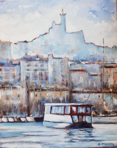 Картина под названием "le vieux ferry-boat…" - Anne Monin, Подлинное произведение искусства, Акрил Установлен на Деревянная…