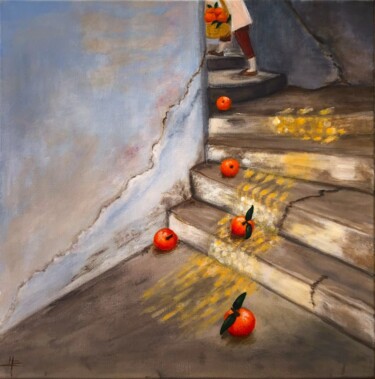 Malerei mit dem Titel "le panier d'oranges" von Monique Barlet, Original-Kunstwerk, Acryl
