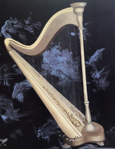 Peinture intitulée "la harpe" par Monique Barlet, Œuvre d'art originale, Acrylique