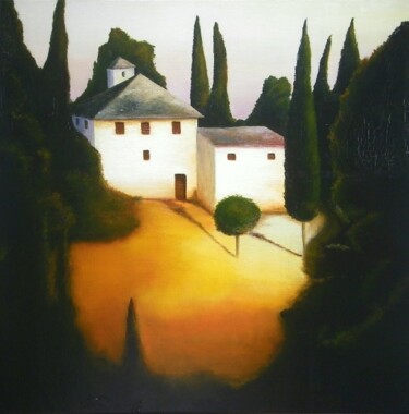 Peinture intitulée "toscane" par Monique Belleville, Œuvre d'art originale, Huile
