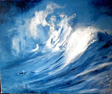 Painting titled "La vague bleue" by Maryaude, Original Artwork, Acrylic