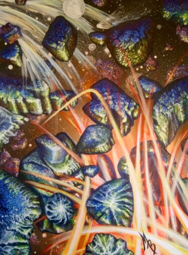 Pintura titulada "Éruption" por Monique Boudreau, Obra de arte original, Acrílico