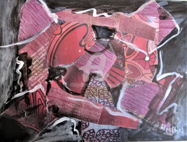 Collagen mit dem Titel "Collage sur fond no…" von Monique Chef, Original-Kunstwerk, Collagen