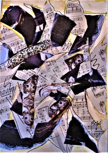 Collages intitulée "Quelques notes de m…" par Monique Chef, Œuvre d'art originale, Collages