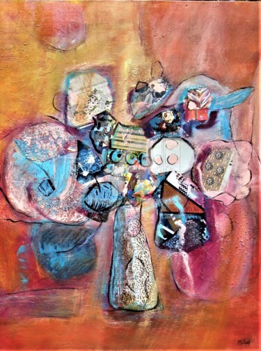 Painting titled "Bouquet baroque" by Monique Chef, Original Artwork, Acrylic