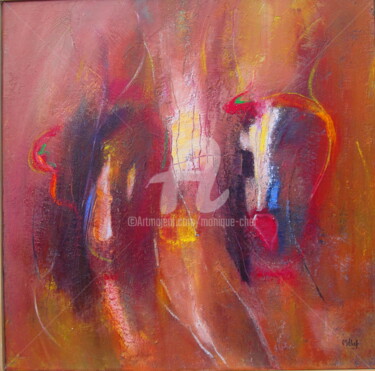 Painting titled "Lumières d'ailleurs" by Monique Chef, Original Artwork, Acrylic Mounted on Wood Stretcher frame