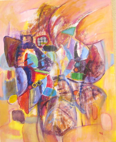Painting titled "Espoir (composition…" by Monique Chef, Original Artwork, Acrylic
