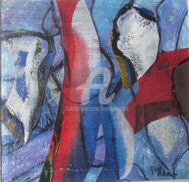 Painting titled "Bleu, Blanc, Rouge…" by Monique Chef, Original Artwork, Acrylic