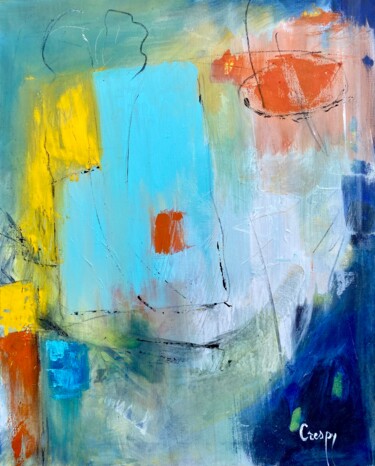 Malerei mit dem Titel "Heure bleue" von Monique Crespy, Original-Kunstwerk, Acryl