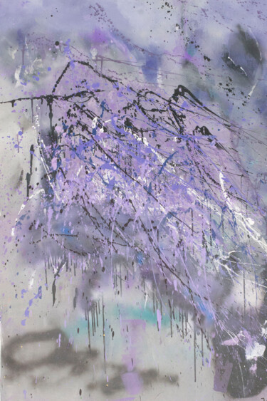 Malerei mit dem Titel "Purple Mountain" von Monique De Kruijk, Original-Kunstwerk, Acryl