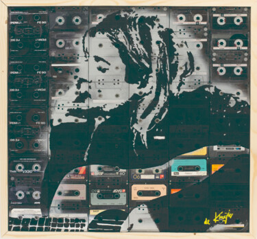 Pintura titulada "Kurt Cobain" por Monique De Kruijk, Obra de arte original, Acrílico Montado en Panel de madera