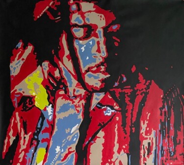 Malerei mit dem Titel "Jimi Hendrix - Moni…" von Monique De Kruijk, Original-Kunstwerk, Acryl