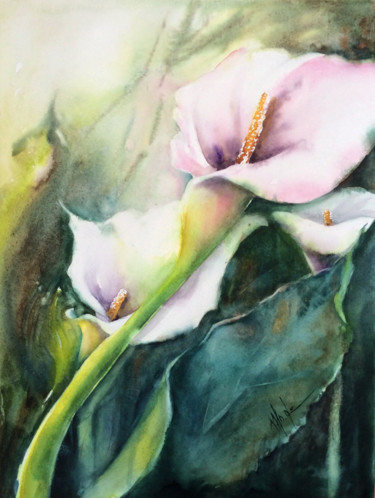 Painting titled "Gracieux.jpg" by Monique Delord, Original Artwork, Watercolor
