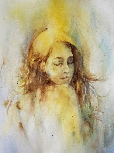 Painting titled "Charme" by Monique Delord, Original Artwork, Watercolor
