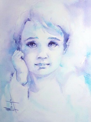 Painting titled "Lavandino" by Monique Delord, Original Artwork, Watercolor