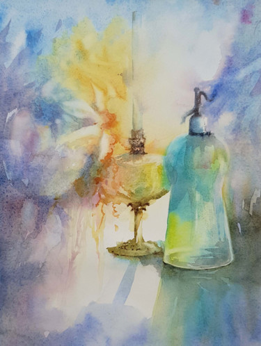 Painting titled "Objets du passé" by Monique Delord, Original Artwork, Watercolor