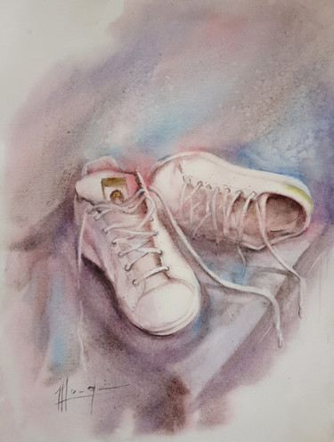 Painting titled "Confort" by Monique Delord, Original Artwork, Watercolor