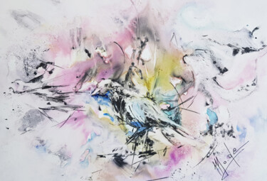 Pintura intitulada "White bird" por Monique Delord, Obras de arte originais, Aquarela