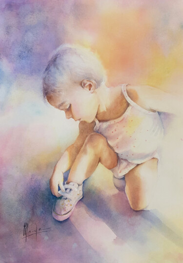 Peinture intitulée "L'amour des chaussu…" par Monique Delord, Œuvre d'art originale, Aquarelle