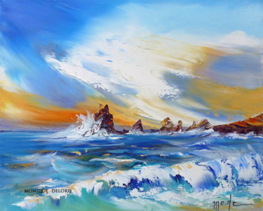 Painting titled "La Pointe des Châte…" by Monique Delord, Original Artwork, Oil Mounted on Wood Stretcher frame