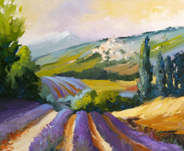 Painting titled "Luberon 02.jpg" by Monique Delord, Original Artwork, Oil Mounted on Wood Stretcher frame
