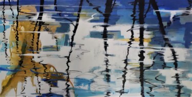 Ζωγραφική με τίτλο "Inondations Ried" από Monique Douvier, Αυθεντικά έργα τέχνης, Ακρυλικό