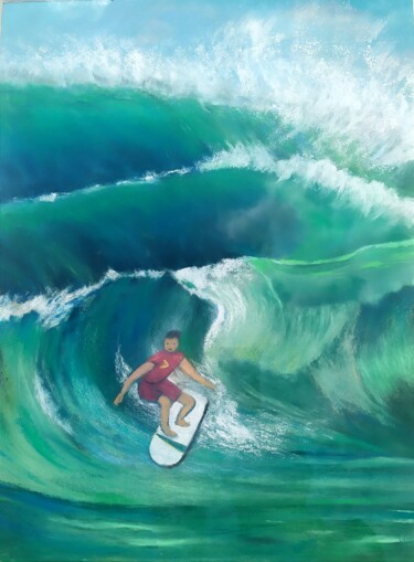 Pittura intitolato "surfeur" da Monique Hirel, Opera d'arte originale, Pastello