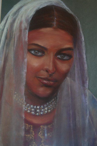 Peinture intitulée "pastel-portait-indi…" par Monique Hirel, Œuvre d'art originale